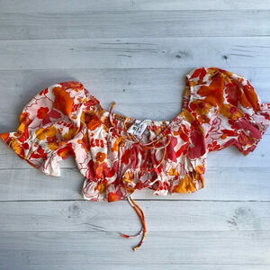 Princess Polly Avonsleigh Pink Floral Front Tie Crop Top 2